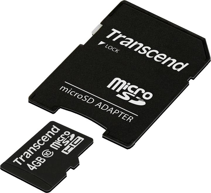 Actual product image Transcend Flash memory card 4GB Micro SDHC, C10 (4 GB, microSDHC, U1, UHS-I)