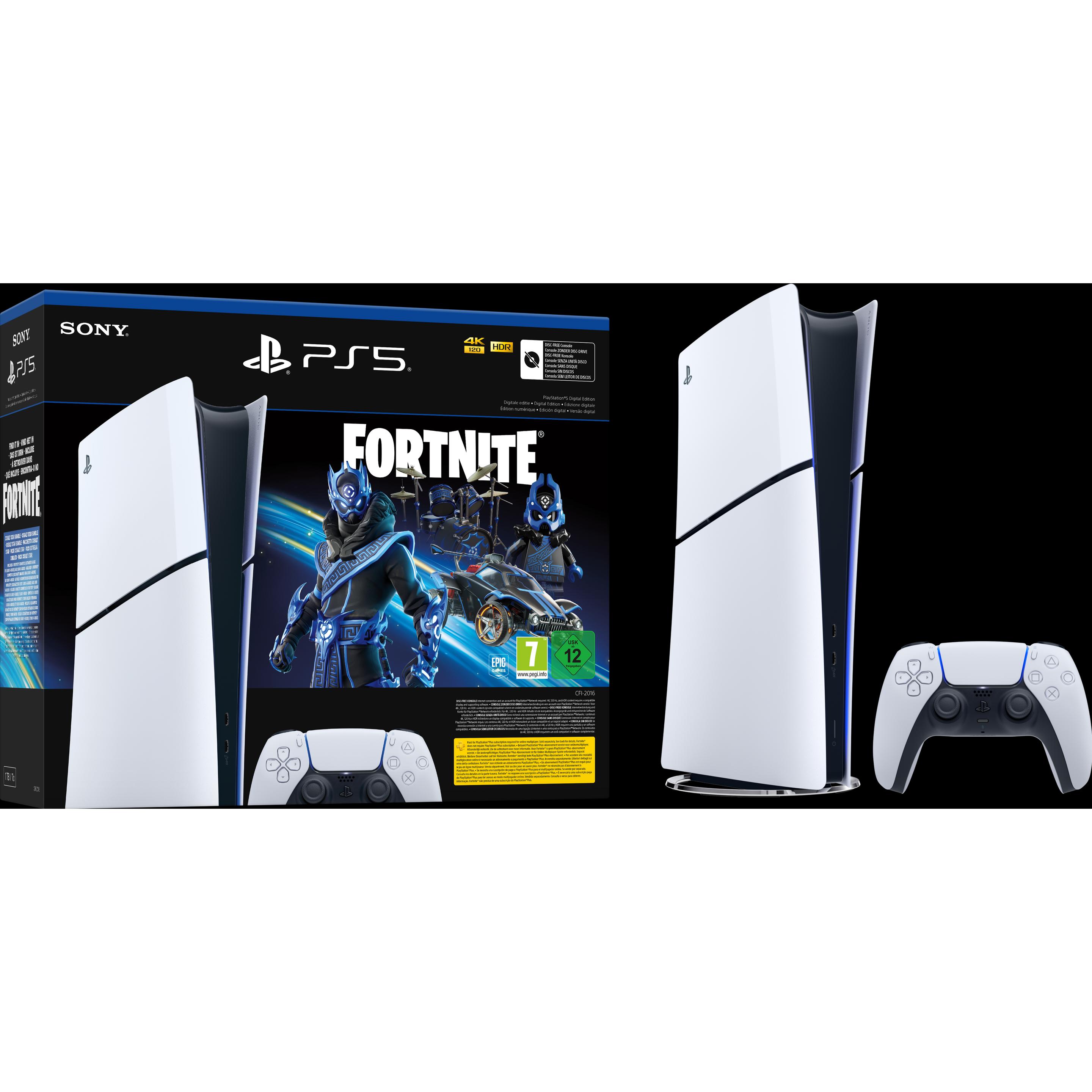 Sony PlayStation 5 Digital Edition – Fortnite Cobalt Star Bundle, Spielkonsole, Weiss, Schwarz