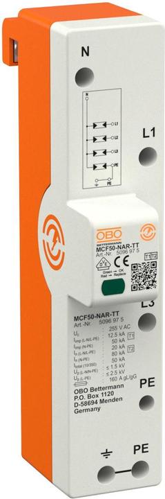 OBO Bettermann MCF50-NAR-TT Rail LightningController tripolaire avec NPE