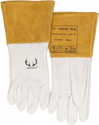 Elmag - Gants de soudeur 5 doigts WELDAS 10-2304 M WIG/TIG en cuir de cerf pleine fleur avec cuir croûte