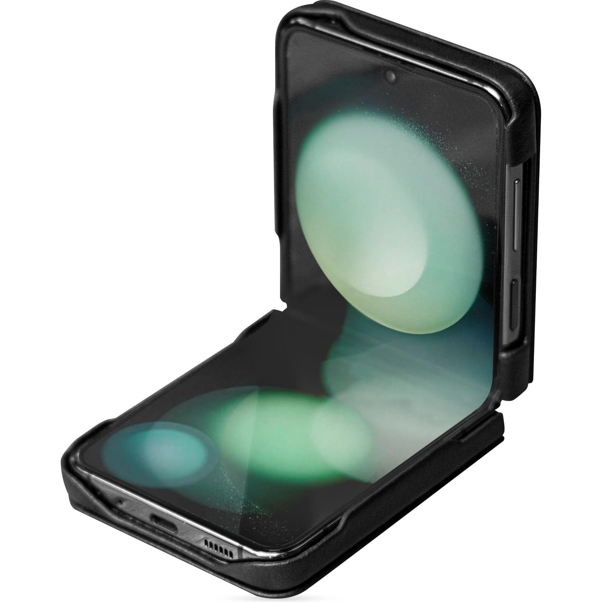 Thumbnail - Noreve Lederschutzhülle Samsung Galaxy Z Flip5 (Samsung Galaxy Z Flip5), Smartphone Hülle, Orange