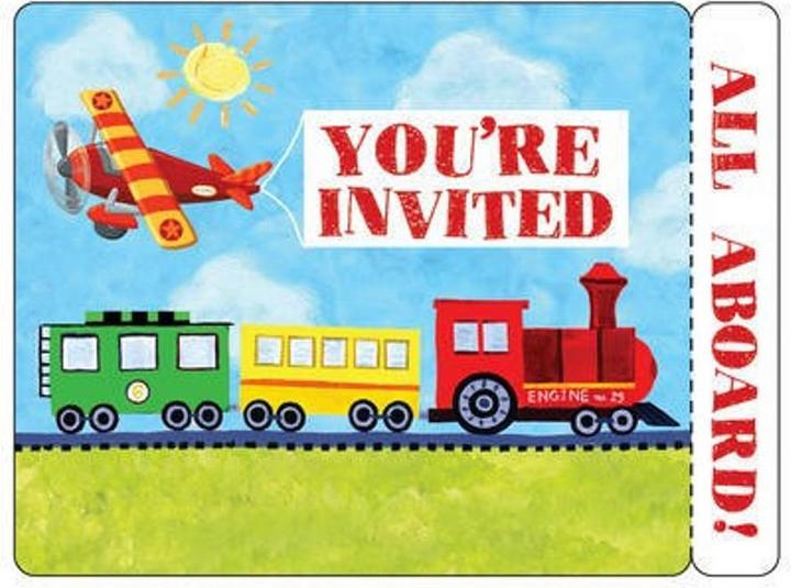 Actual product image Generic On The Go Transportation Party Invitations (Pack of 8)