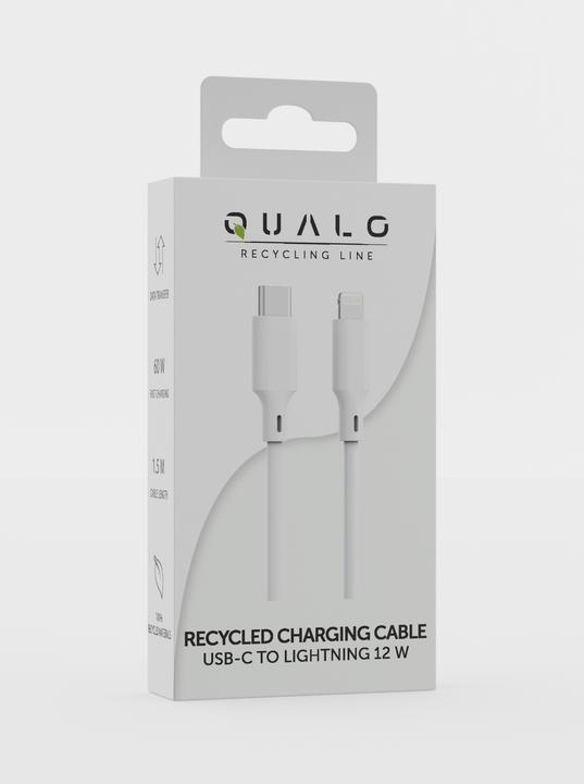 Actual product image Qualo Recycling USB-C - Lightning cable 1.5m 2.4A white QRC-CL-00 (1.50 m, 12 W)
