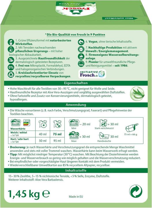 Actual product image Frosch Aloe Vera Sensitiv (22 Washing cycles, Washing powder)