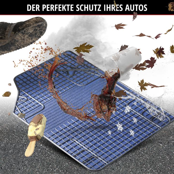 Actual product image Walser Universal rubber car mat set, 4-piece car mats, can be cut to size (2 front mats + 2 rear mats)