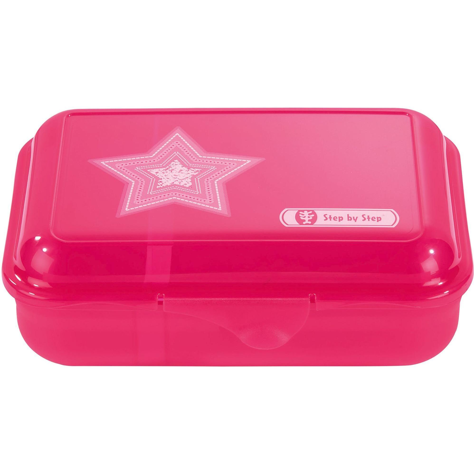 Step by Step Brotzeitbox mit Klickverschluss, spülmaschinengeeignet, Lunchbox, Pink