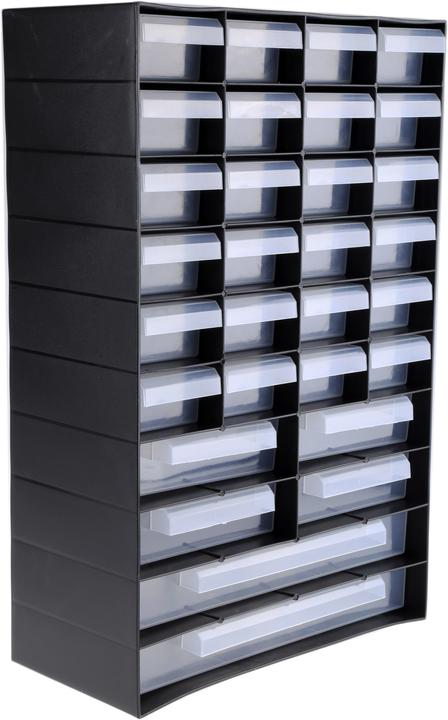 RS PRO 30 Drawer Plastic Unit, Black