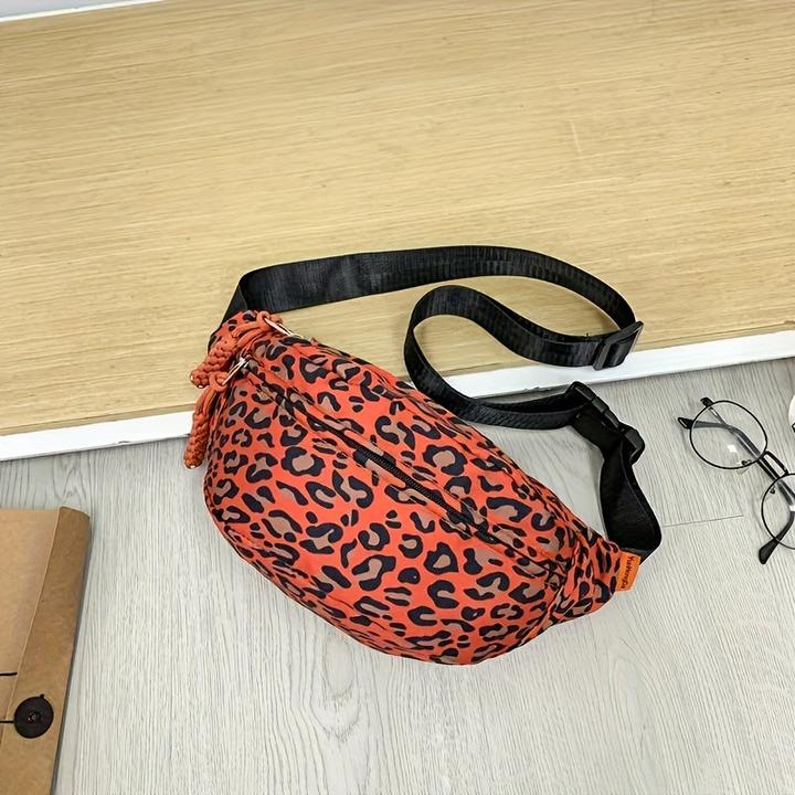 Actual product image Only-Bags.Store Mode Leopard Print Chest Bag, vielseitig Kontrast Farbe Casual Waist Pack, multifunktionale