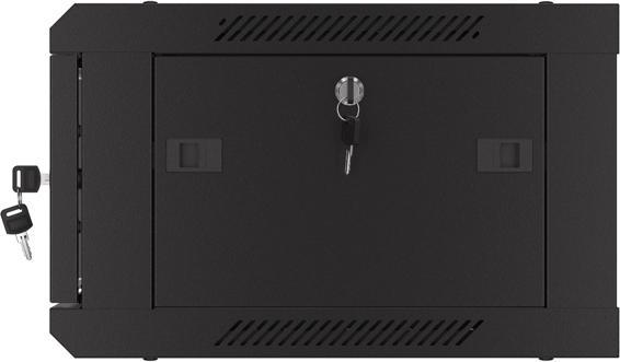 Produktbild Lanberg Nástěnná jednodílná skříň 19", 4U/600x450, (v rozloženém stavu), perforované dveře, černá ( (4 HE, 19 Zoll Rack)