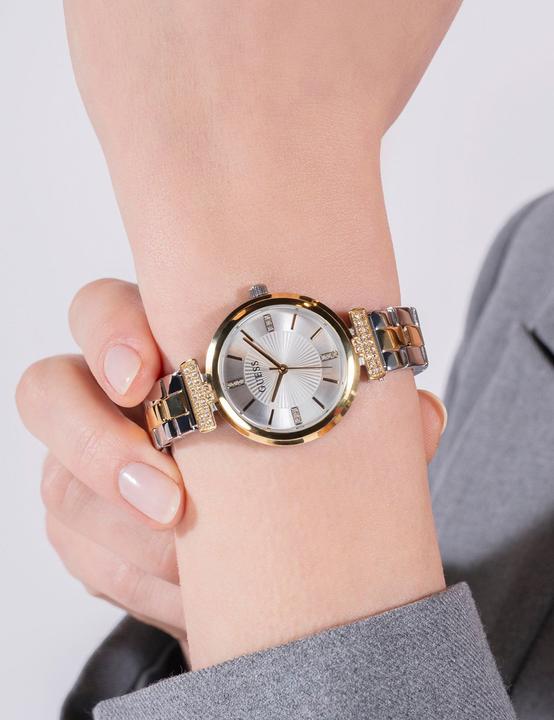 Produktbild Guess P SLV CS W/ P GLD TOP PART W/ CYRS / SUN SLV DL / P SLV & GLD BRCT Armbanduhr (28 mm)