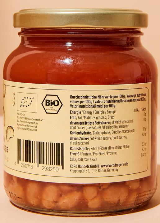 Valori nutrizionali e ingredienti KoRo Fagioli bianchi biologici in salsa di pomodoro con sciroppo d'agave (2100 g)