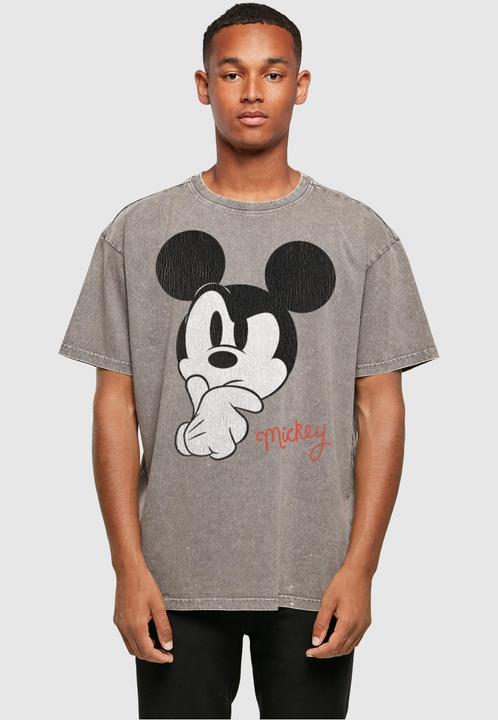 Actual product image Absolute Cult Mickey Mouse - Distressed Ponder Acid Washed Oversize Tee - 115191 (L)