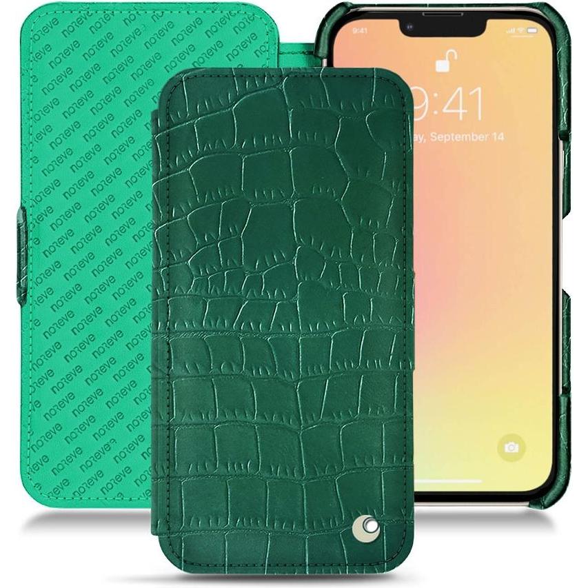 Noreve Lederschutzhülle horizontal (Apple iPhone 13), Smartphone Hülle, Grün