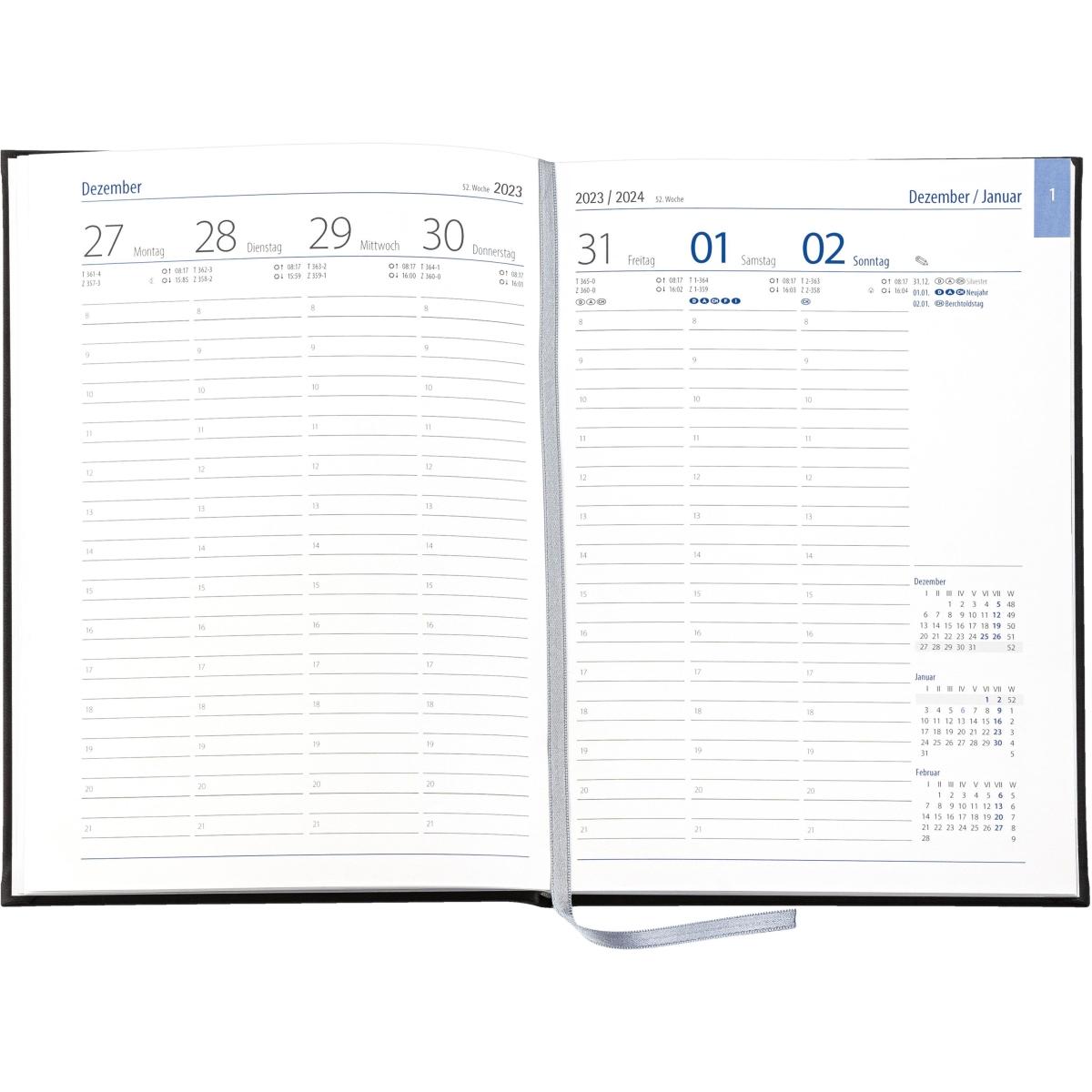 Güss, Agenda, Buchkalender Euro-Timer 17,2x24cm 1 Woche/2 Seiten blau 2025 (Deutsch)