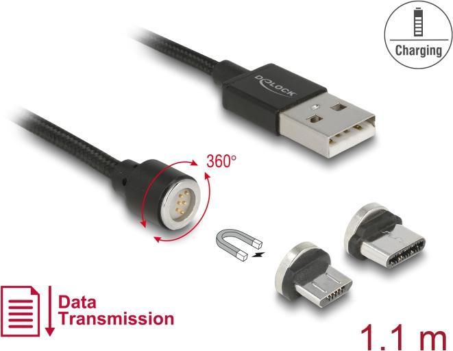 Image du produit Delock Câble de chargement USB2.0 fiches magnétiques (1.10 m, USB 2.0)