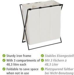 Produktbild Wenko Wäschesammler Mod. Trio XL Beige mit drei Fächern