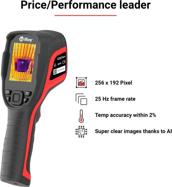 Immagine prodotto Infiray Termocamera C200 Pro+: 256x192 pixel, frame-rate 25Hz, alta precisione, WiFi