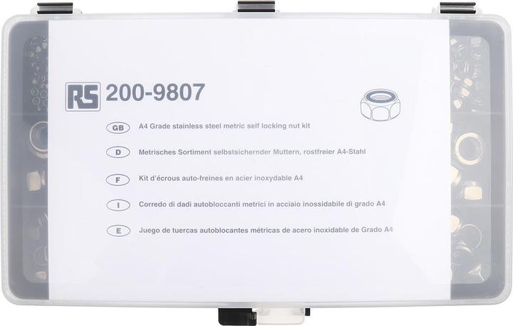 Immagine prodotto RS PRO Assortimento di dadi A4 M3 - M12 (M6, M8, M5, M4, M10, M3, M12)