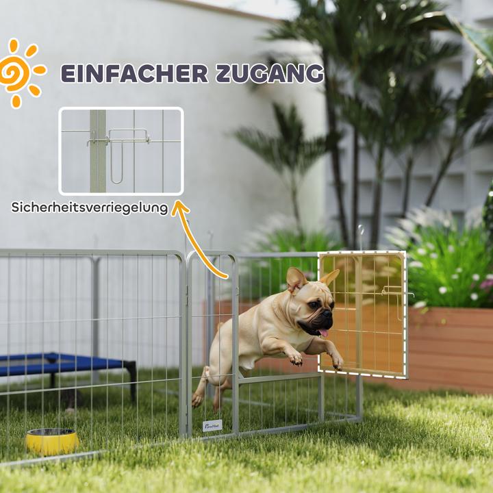 Produktbild PawHut Welpenauslauf Stahl Silber