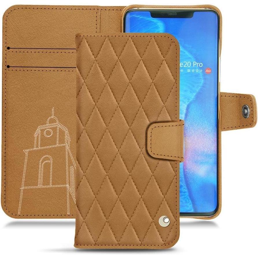 Noreve Lederschutzhülle Wallet (Huawei Mate 20 Pro), Smartphone Hülle, Braun