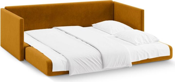 Actual product image Cosmopolitan Design Velvet Sofa With Bed Function, "Shannon", 3 Seats, Yellow, 209x94x87 Made in Europe (3-seater)