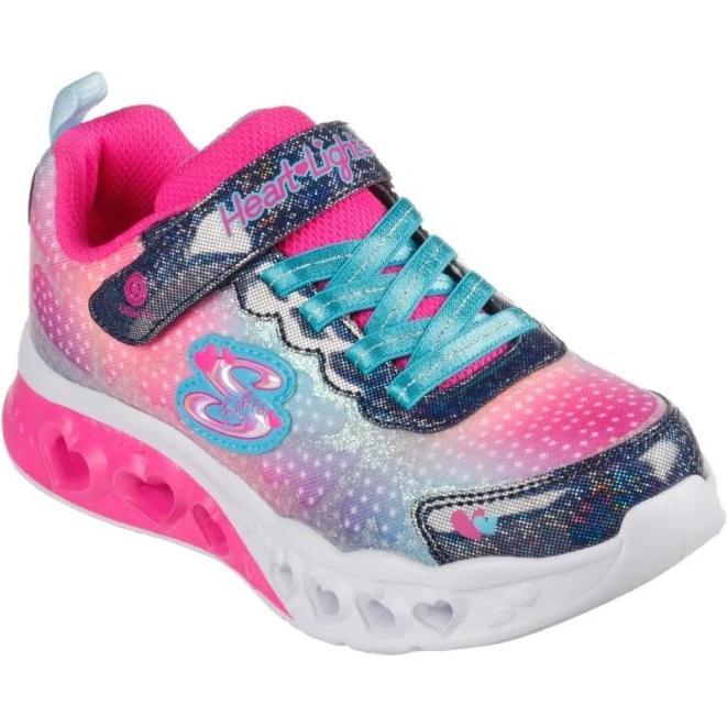 Skechers, Bambine, Sneaker, Mehrfarbige Schuhe mit flatternden Herzlichtern, Blu, Pink, Multicolore, (28.5)