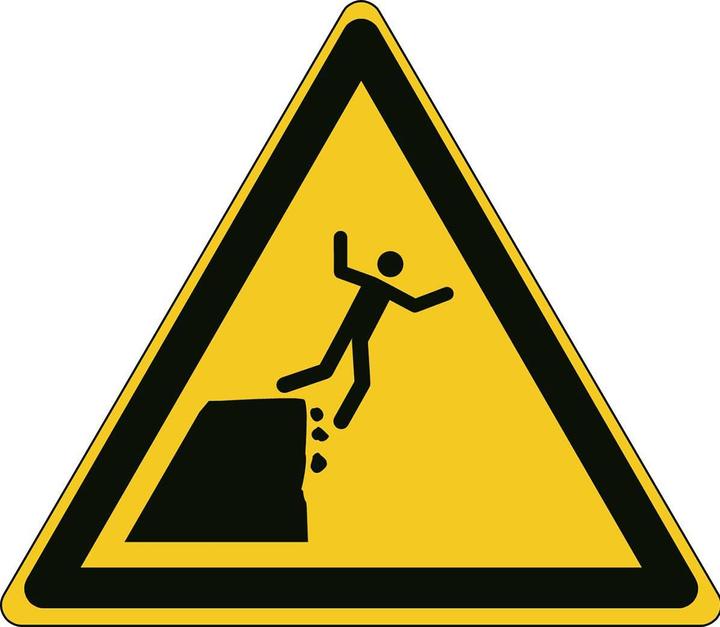 Actual product image Brady ISO safety sign - warning of unstable cliff edge