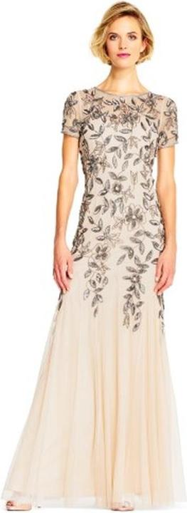 Image du produit Adrianna Papell Robe maxi godet perlée florale (40)