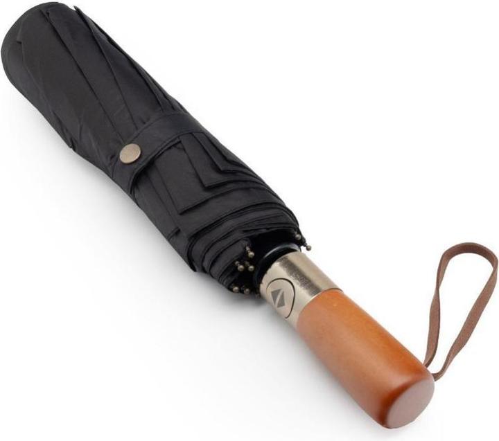 Actual product image OEM Consumer electronics Automatic foldable umbrella with wood handle 10-ribs XXL 115 cm black