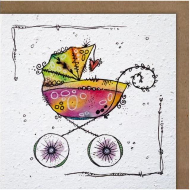 Actual product image Hervorragend Grusskarte Kinderwagen - Growing-Paper Card (1 pcs.)