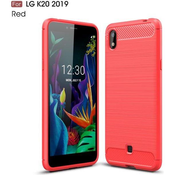 MU Style Carbon Fiber TPU Softcase Series (LG K20), Smartphone Hülle, Rot