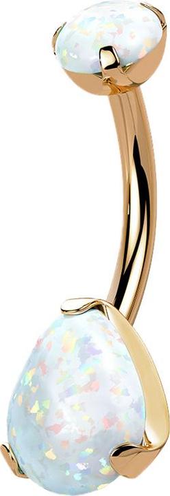 Produktbild Star Piercing Banane rosegold mit Opal und Opal Tropfen weiss (ohne Messing, Titan)