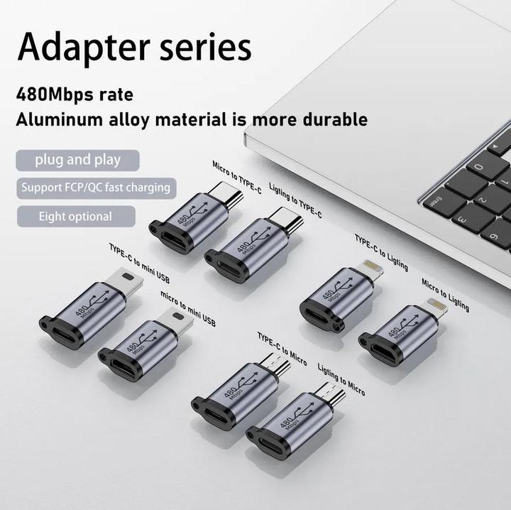 Image du produit PhoneLook Micro USB vers Lightning Adaptateur de charge de haute qualité Connecteur Transfert de données 480 (Micro USB, Lightning)