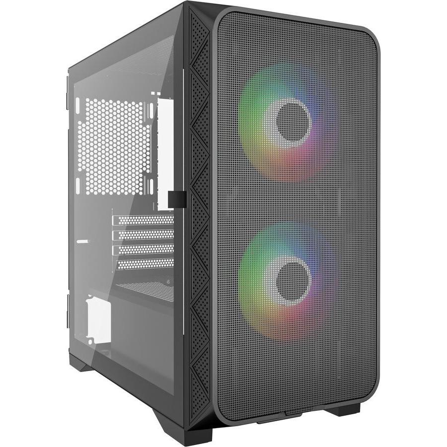 Gembird Fornax MK200F mATX case with fans 2x USB 20 1x USB 30 1x USB type-C black (ATX), PC Gehäuse, Schwarz