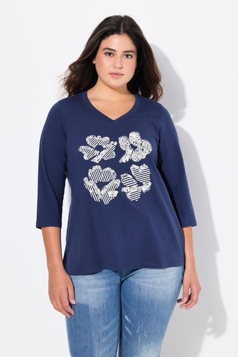 Immagine prodotto Ulla Popken Maglia classica con fiori, scollo a V e maniche a 3/4 (58)