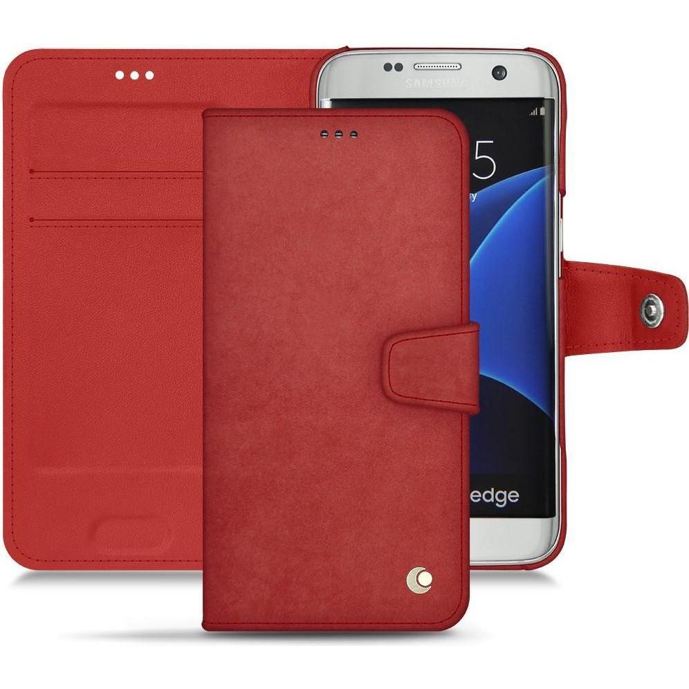 Noreve Lederschutzhülle Wallet (Samsung Galaxy S7 Edge), Smartphone Hülle, Rot