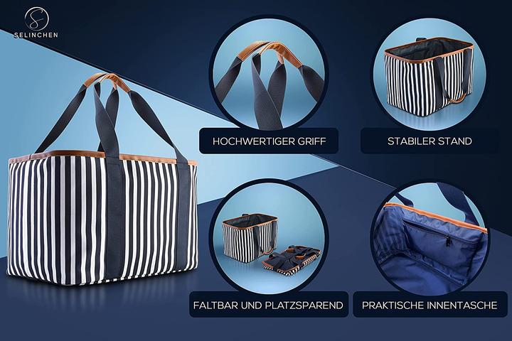 Produktbild Selinchen Premium Einkaufskorb Blau Weiss