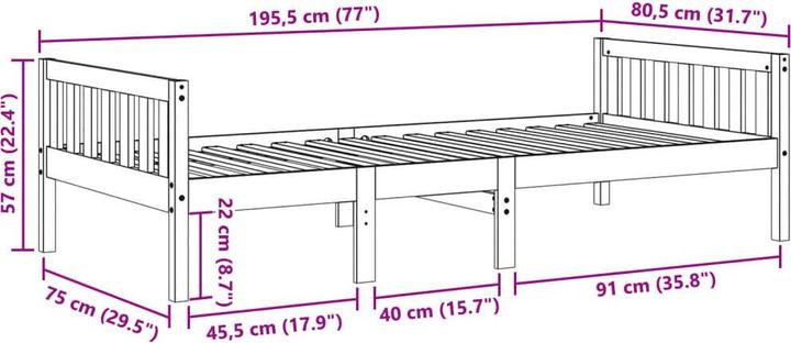 Produktbild vidaXL Kinderbett ohne Matratze (75 x 190 cm)