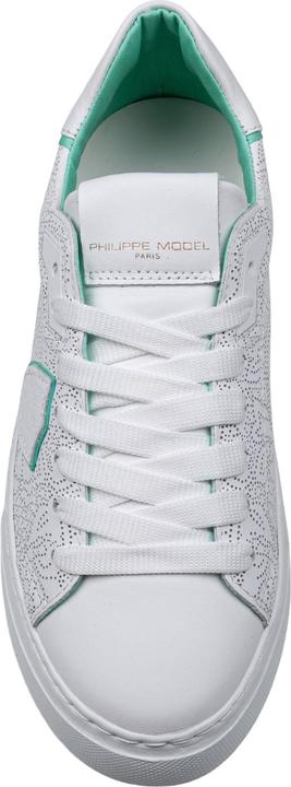 Actual product image Philippe Model temple perforated leather sneakers color white and green (42)