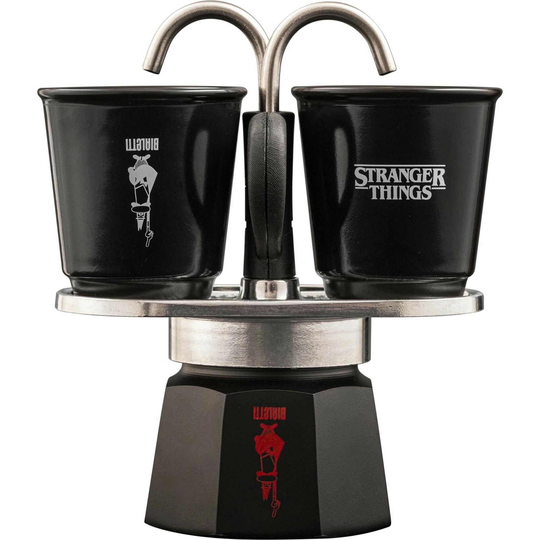 Bialetti Multicolore Espressokanne Stranger Things, Mit 2 Espressotassen, Caffettiera Moka,
