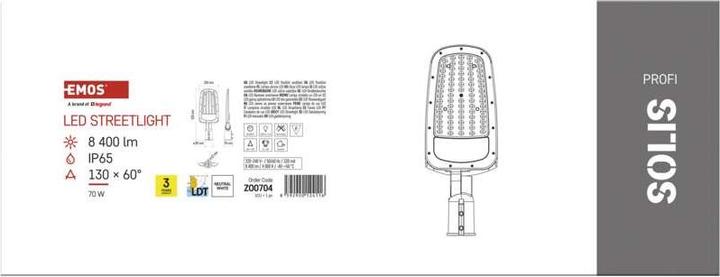 Produktbild Emos LED-Aussenleuchte SOLIS 70W, 8400 lm, neutralweiss (8400 lm, IP65)