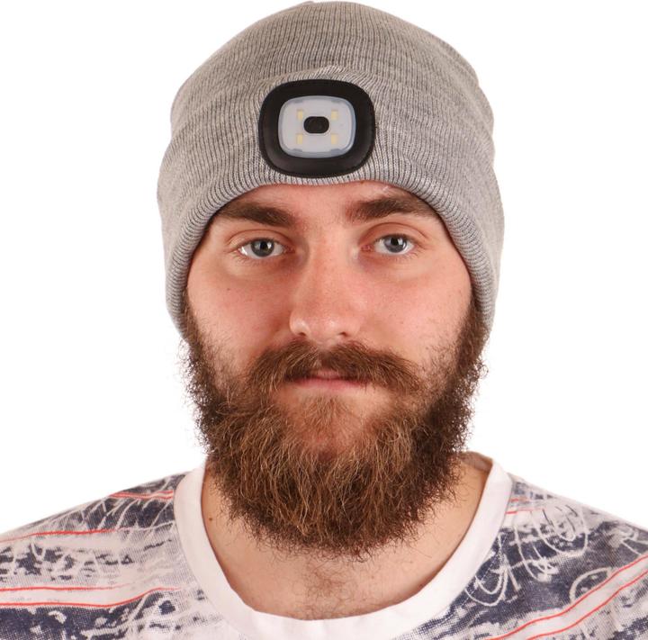 Produktbild Sixtol Cap mit Stirnlampe 180lm, wiederaufladbar, USB, Universalgrösse, Baumwolle/PE, hellgrau (180 lm)