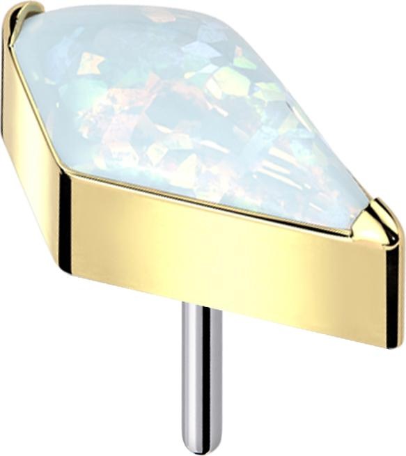 Image du produit Star Piercing Threadless Diamant vergoldet mit Opal weiss (Titane G23, sans laiton)