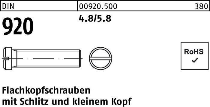 Produktbild Flachkopfschraube DIN 920 m.Schlitz M 4 x 12 4.8/5.8 (100 Schrauben pro Stück)