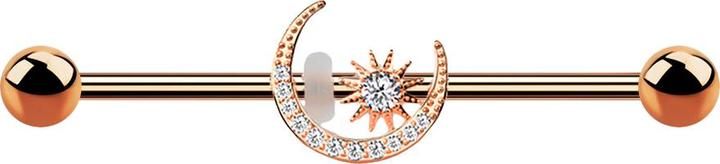 Produktbild Star Piercing Barbell rosegold mit Mond und Stern (Messing, Chirurgenstahl 316L)