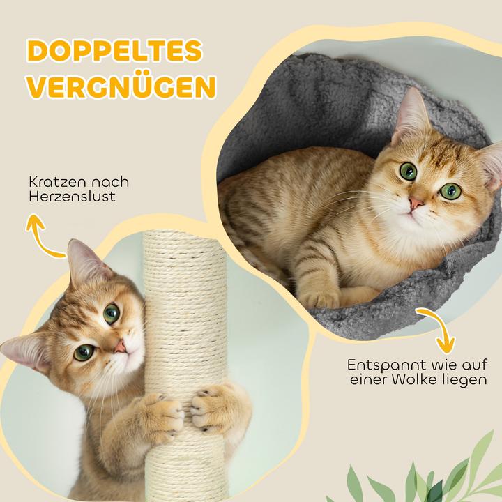 Produktbild PawHut Kratzbaum Spanplatte, Polyester Dunkelgrau (220 cm, Dunkelgrau)