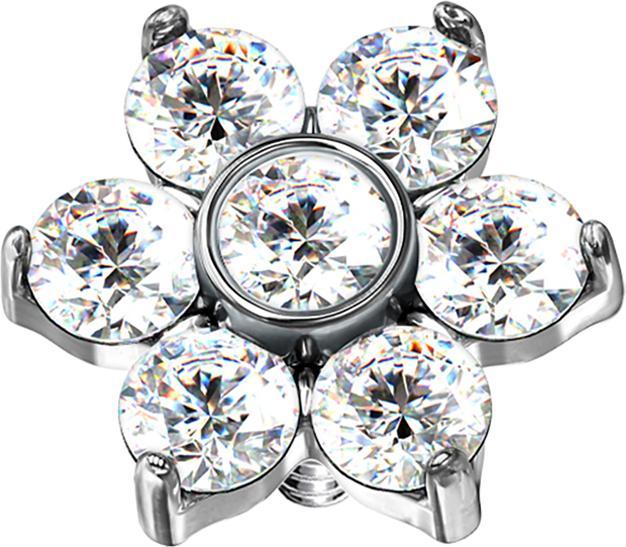 Immagine prodotto Star Piercing Dermal Anchor Flower Crystal argento (senza ottone, Acciaio chirurgico 316L)