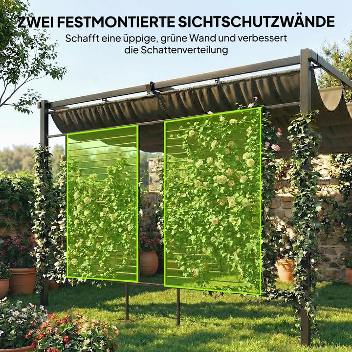 Immagine prodotto Outsunny Pergola Stahl, Polyester Dunkelgrau (387 cm, 297 cm)