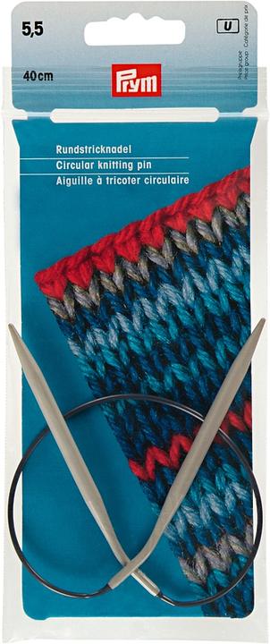 Produktbild Prym Rundstricknadel Alu Kunststoff, grau 5.50 mm, 40 cm, Beutel 1 Stk.