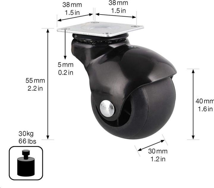 Produktbild Wagner System Kugel-Lenkrolle ø 38 mm mit Anschraubplatte soft
